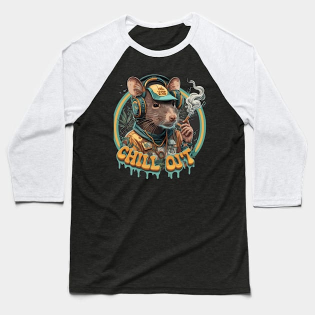 Urban Style Rat Wearing Headphones Baseball T-Shirt by diegotorres
